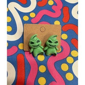 Oogie Boogie Nightmare Before Christmas Green Halloween Stud Earrings.